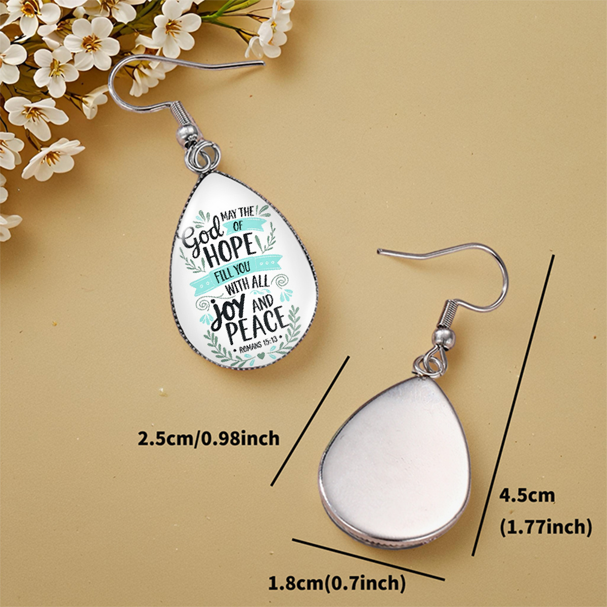 Women's Joy & Peace Glass Water Drop Dangle Earrings